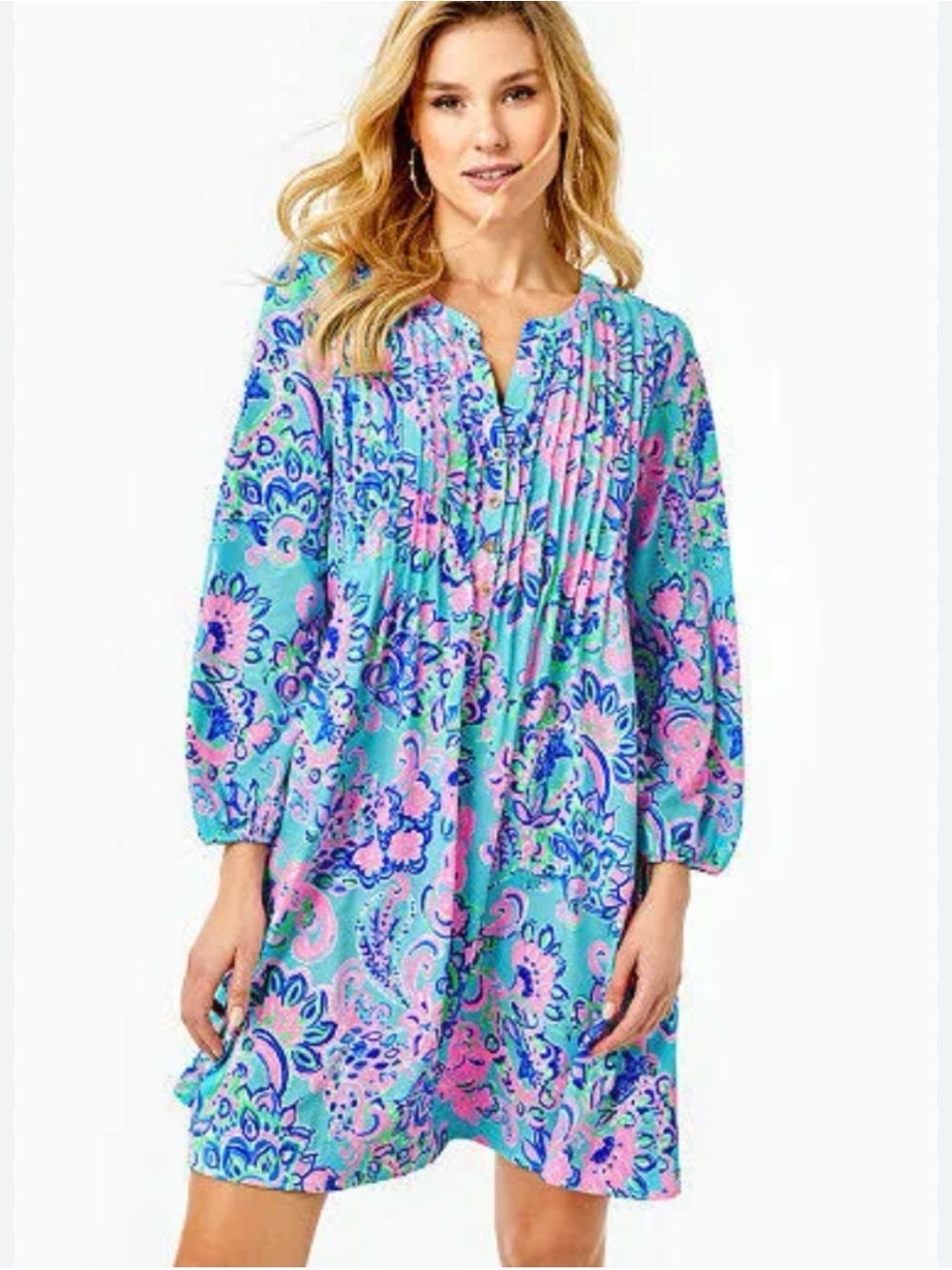 Lilly Pulitzer Turquoise, Pink & Navy Paisley Dress